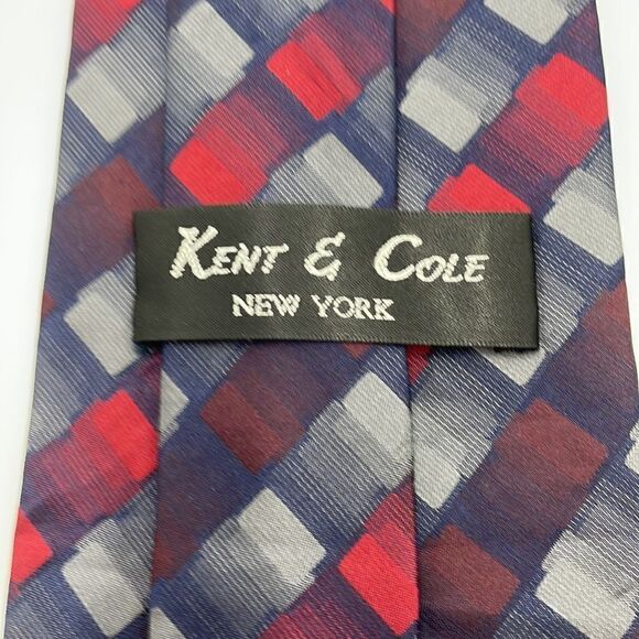Blue and red 100% silk Kent & Cole necktie - Picture 4 of 6